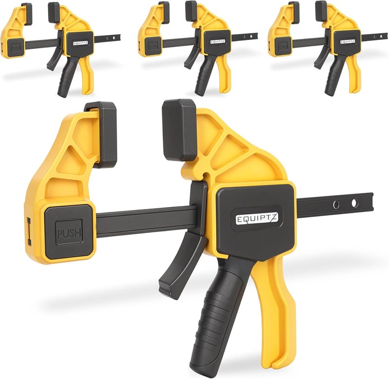 EQUIPTZ 6 inch Bar Clamps for Woodworking – 4 Pack Quick Grip Clamps Set with 150 lbs Force – Wood Clamps for Gluing, Carpentry, DIY, and Metalworking (6 inch Size, 4 Pack) - Image 1